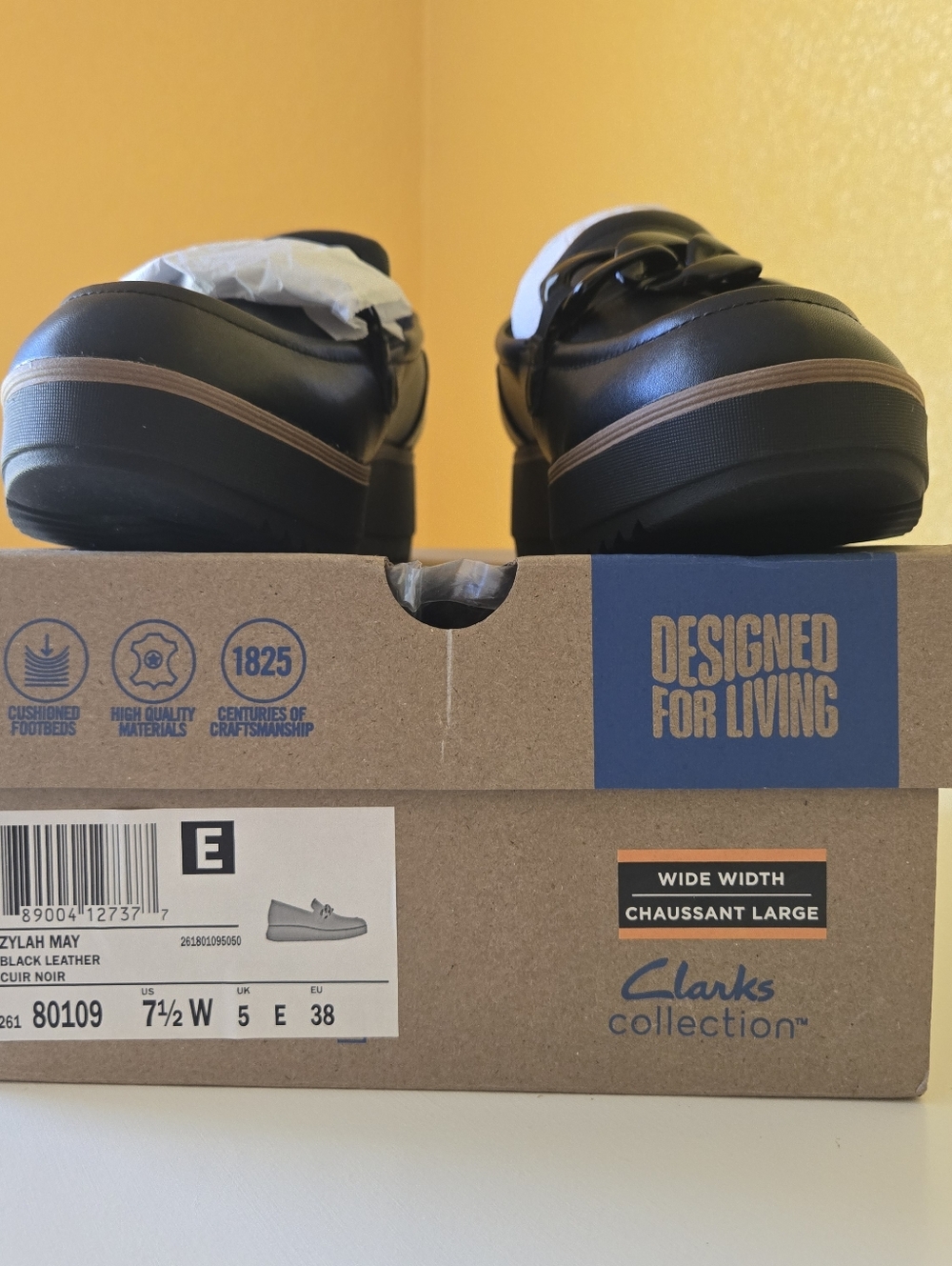 CLARKS Zylah May Casual Shoes Women's Size US 7.5 W Black Leather 26180109 - Picture 12 of 14